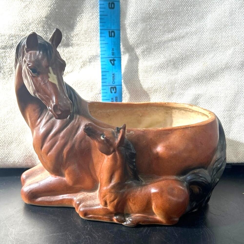 Vintage Lefton Mare and Foal Planter (H2171) Mint